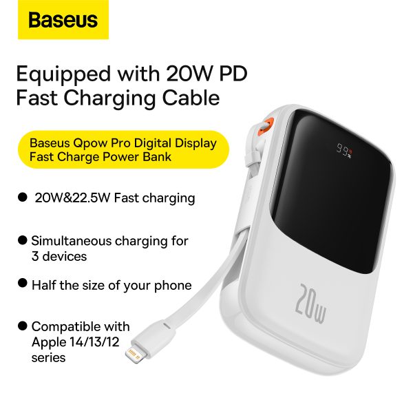 Baseus Qpow Pro Digital Display Fast Charge Power Bank 10000mAh 20W iOS -key features