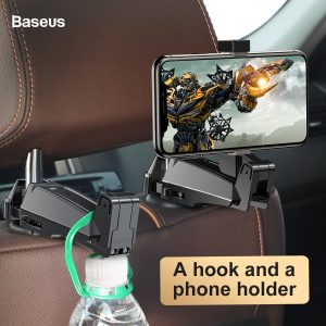 BASEUS Back Seat Headrest Phone Holder with Hook