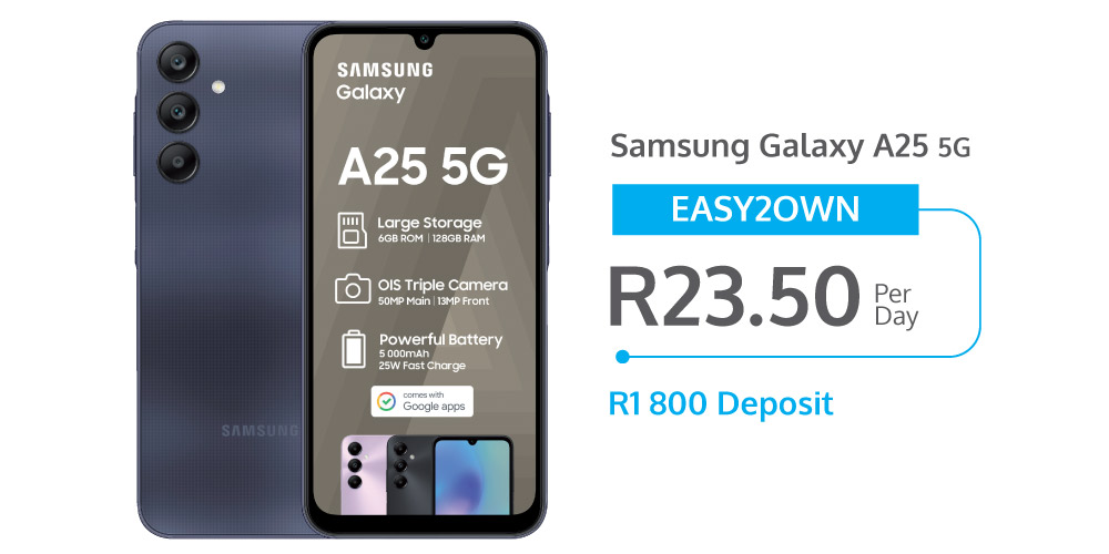Samsung Galaxy A25 - Easy to own finance deal - from R23.50 per day
