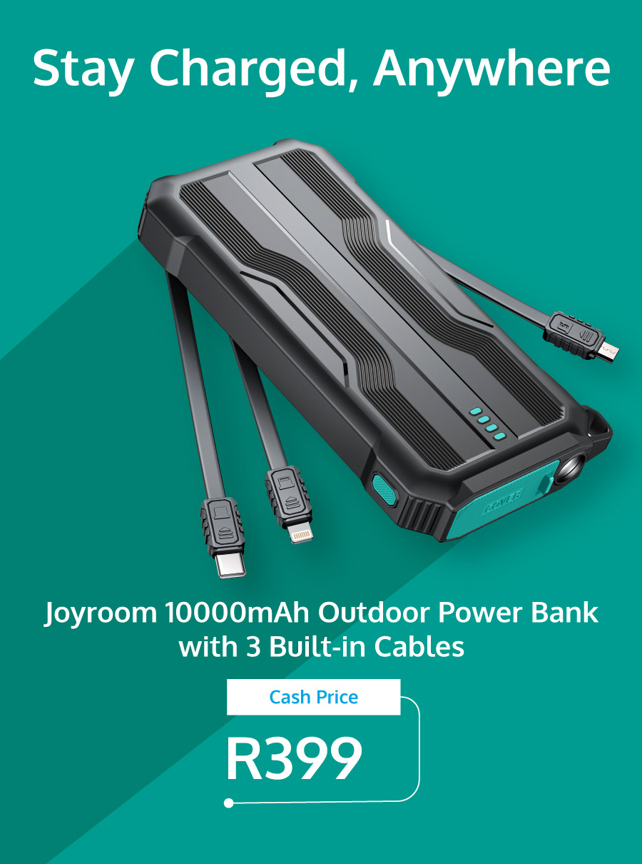 Joyroom 10000mAh outdoor powerbank with 3 built in cables