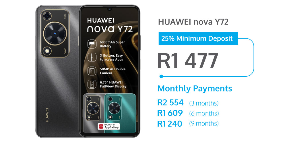 Huawei nova y72 on PayJoy - finance deal