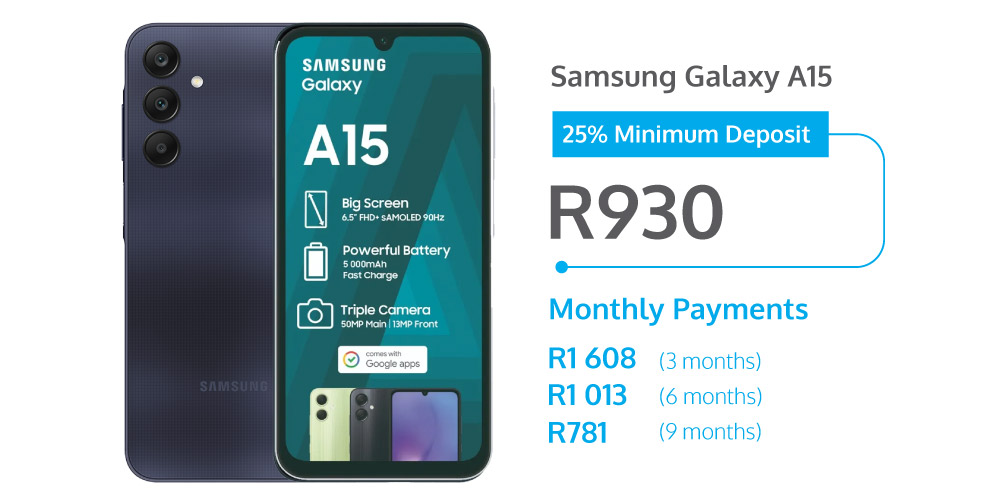 Samsung Galaxy A15 on PayJoy - finance deal