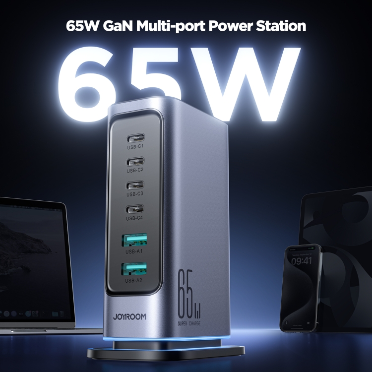 JOYROOM TCM02 65W GaN 6-Port Power Station - lifestyle image