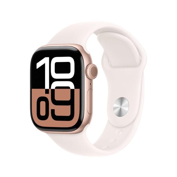 Apple Watch Series 10 Rose Gold Aluminium Case with Light Blush Sports Band