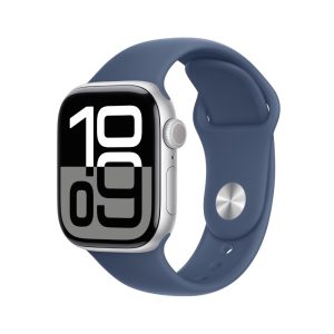 Apple Watch Series 10 Silver Aluminium Case with Denim Sport Band