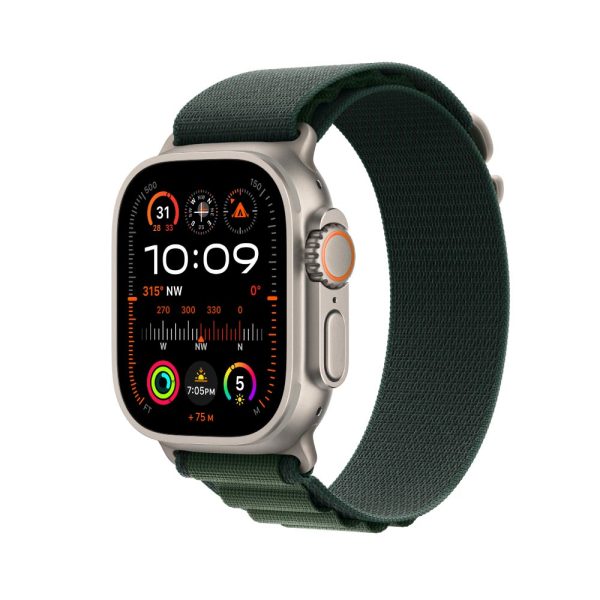 Apple Watch Ultra2 Natural Titanium with Dark Green Alpine Loop Band