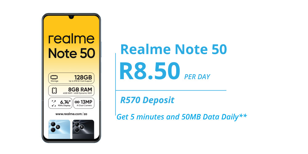 Realme Note 50 on Vodacom Easy2Own - from R8.50 per day