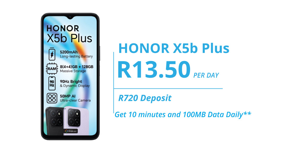 Honor X5B Plus on Vodacom Easy2Own - from R13.50 per day