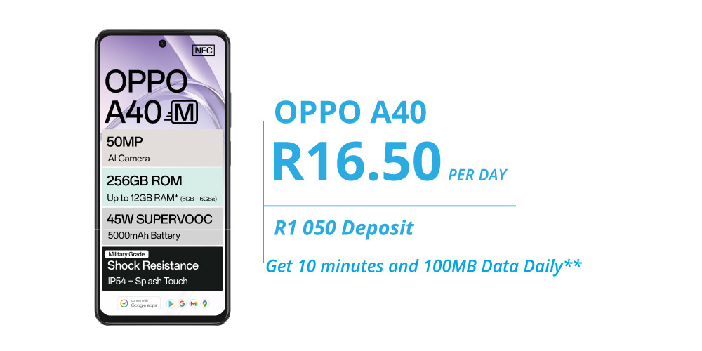 Oppo A40M on Vodacom Easy2Own - from R16.50 per day