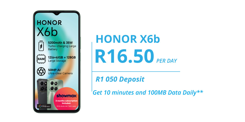 Honor X6B on Vodacom Easy2Own - from R16.50 per day