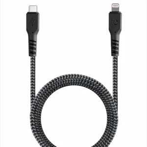 Energea FibreTough USB-c to Lightning cable in black