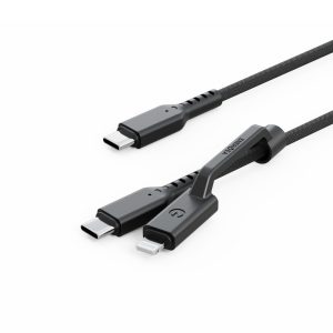 ENERGEA Flow Duo 240W 2-in-1 USB-C to USB-C/Lightning Cable 1.5m