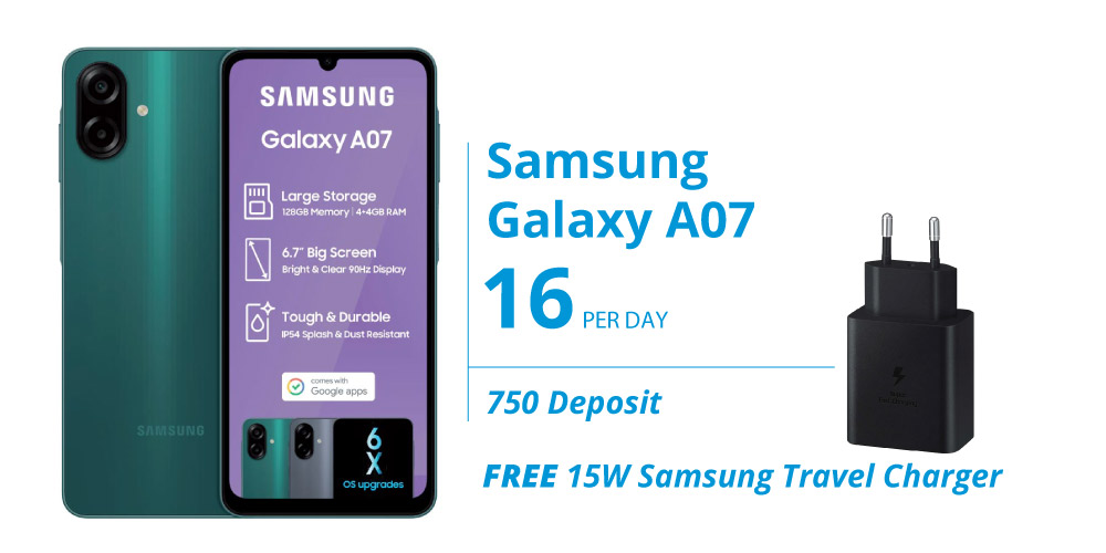 Samsung Galaxy A07 + Free 15W Charger on Vodacom Easy 2 Own