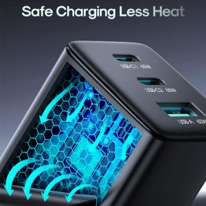 JOYROOM JR-TG10 65W GaN 3-Port Fast Charger - Safe Charging less heat