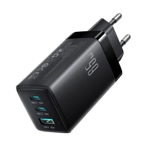 JOYROOM JR-TG10 65W GaN 3-Port Fast Charger in black