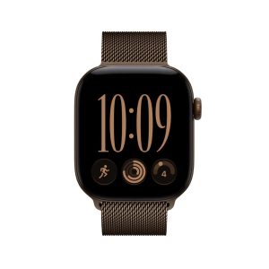 Apple Watch Series 12 with dark bronze face and milanese loop