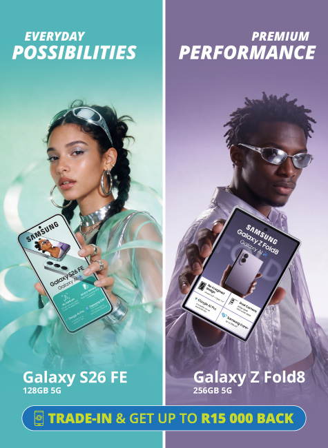 Cellucity Homapge Hero Banner - October 2026 - Featuring the Samsung Galaxy S26Fe and Z Fold 8